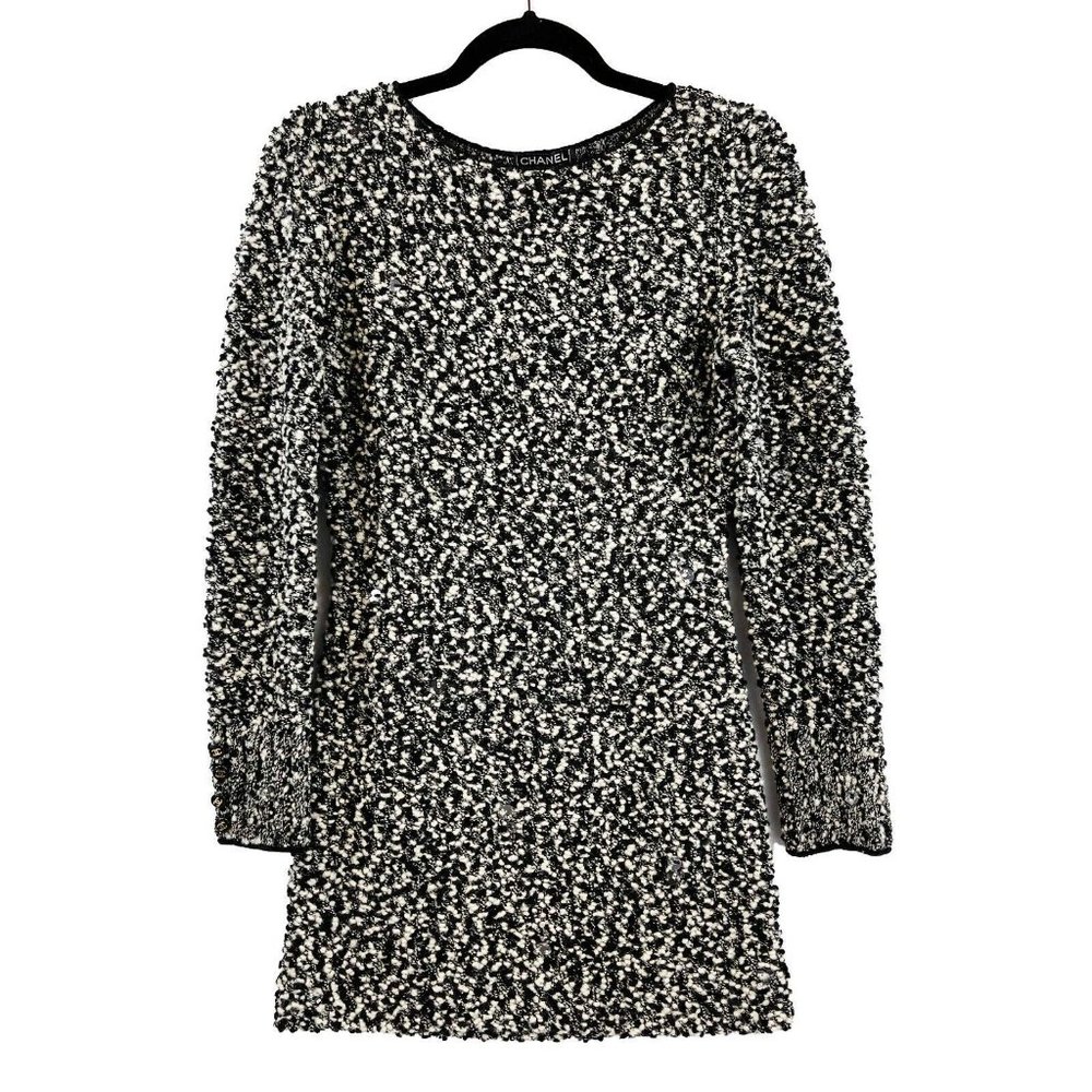 CHANEL - 94A Knit Clear Sequin Dress - Black & White - 38 US 6 - Picture 3 of 12